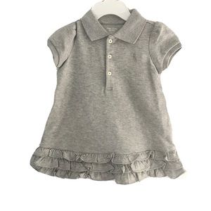 Ralph Lauren Girls Gray 2 Piece Ruffle Dress Set